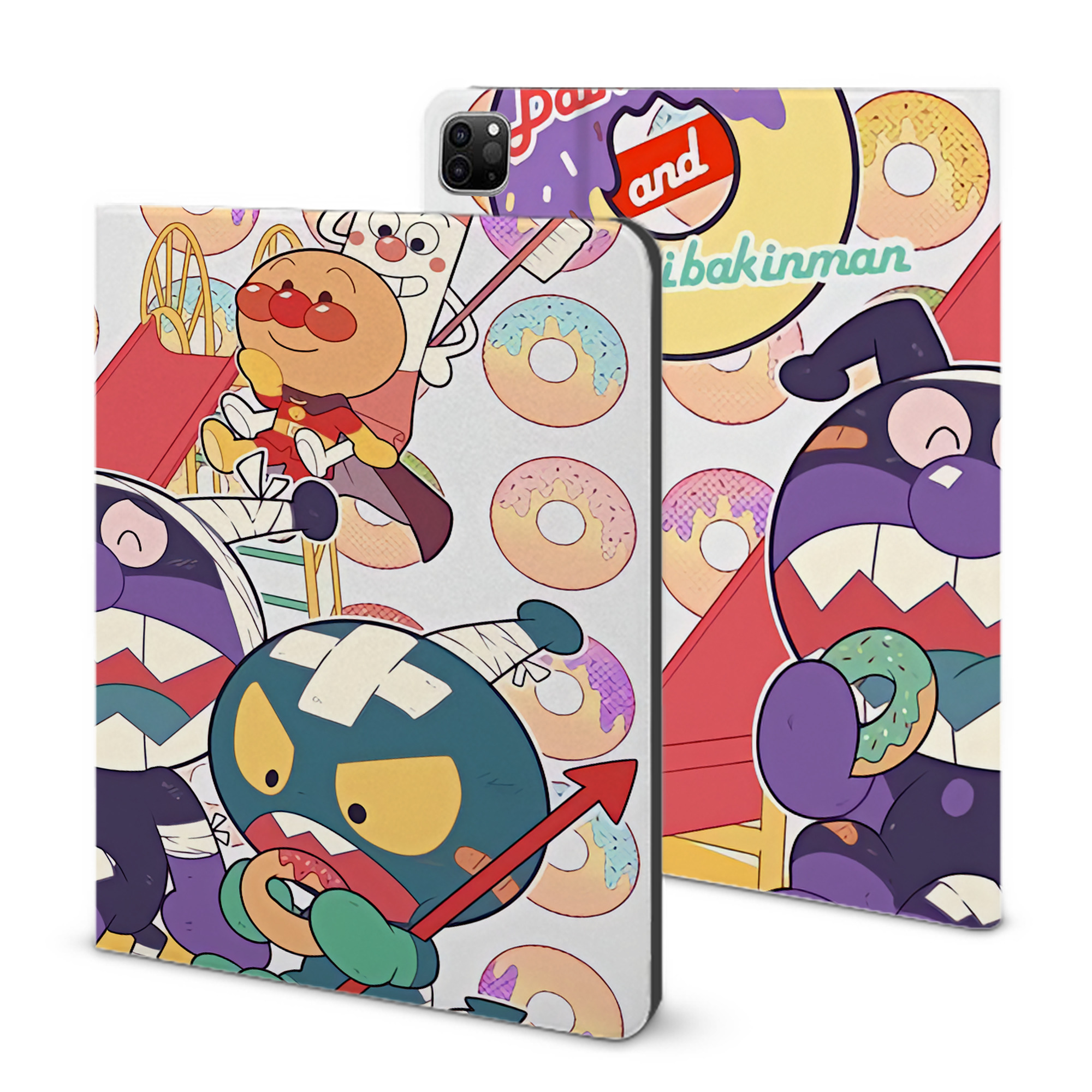 （画像用） アンパンマン Anpanman IPad ケース ブック型 PUレザー TPU 耐衝撃 軽量 薄型 ペン収納なし 全面保護 IPad 各モデル対応